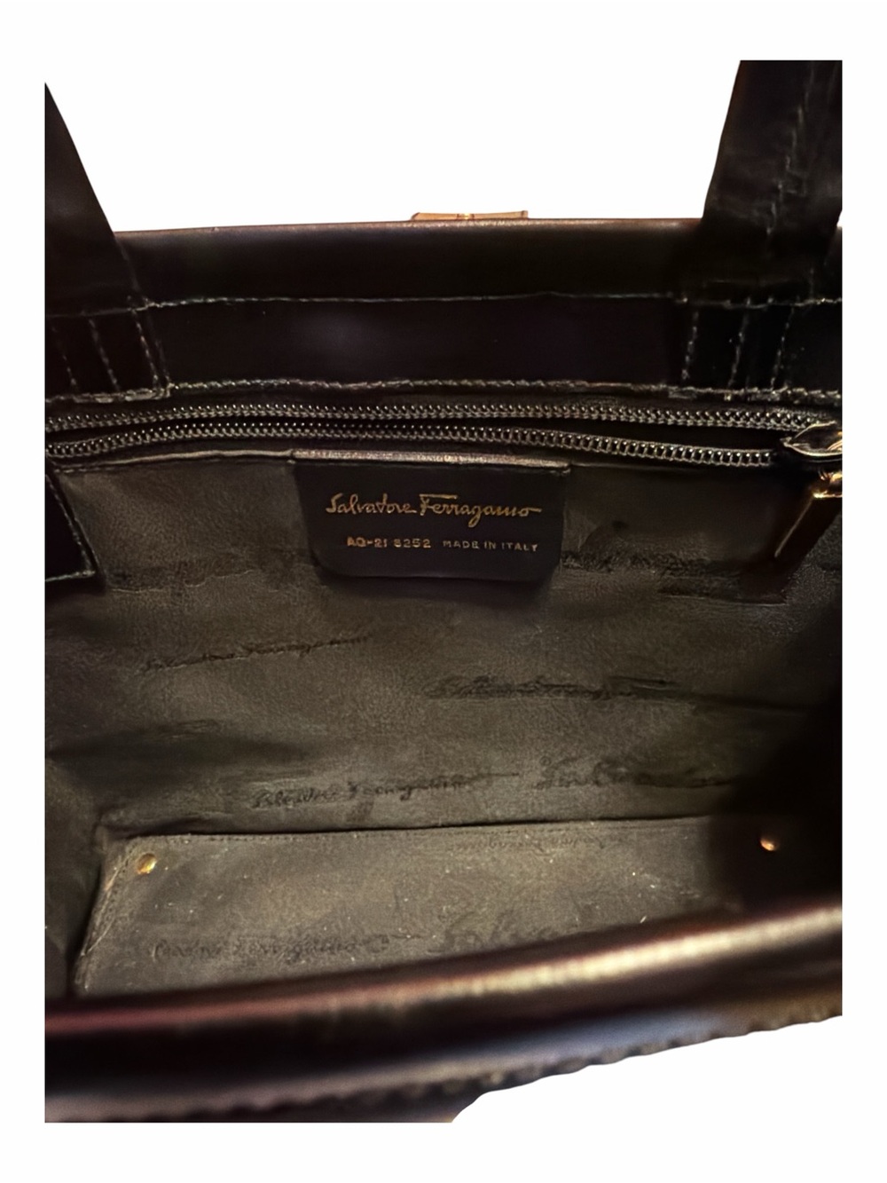 Vintage Salvatore Ferragamo Black Smooth Leather Top Handle Box Bag Tote - Picture 6 of 6